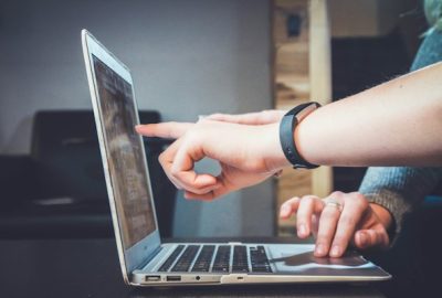 Interactive digital learning and communication skill practice on laptop